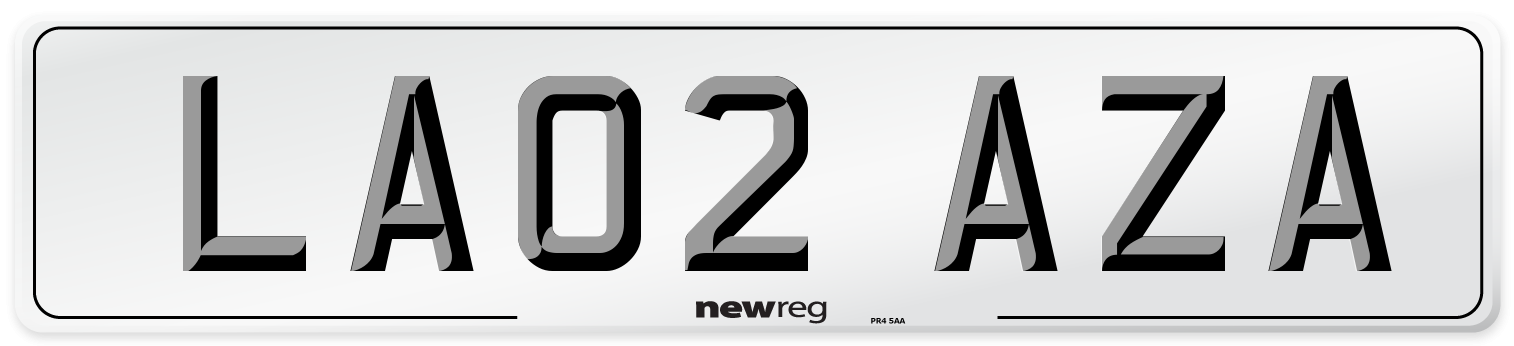 LA02 AZA Number Plate from New Reg